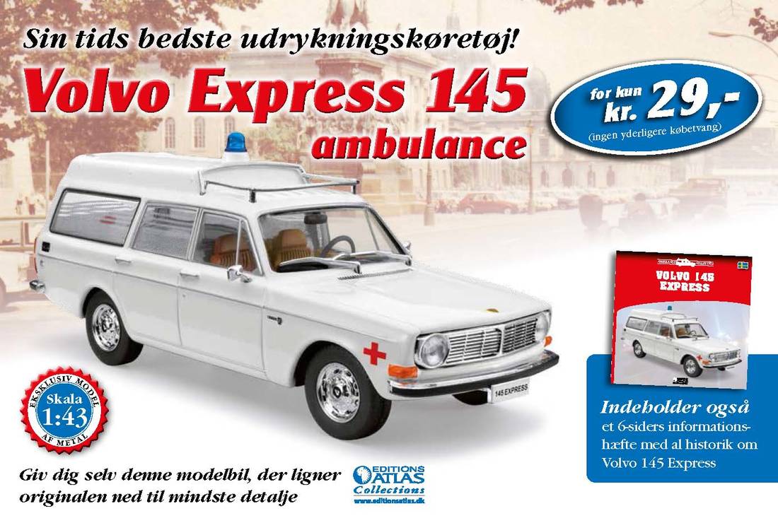 Volvo 145 Express Ambulance Voiture Modèle Échelle 1:43 IXO Atlas 7495007 Blanc Esta K 